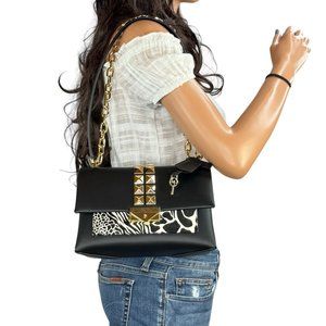 Michael Kors CECE Medium Pocket Shoulder Crossbody Bag Exotic Black Multi